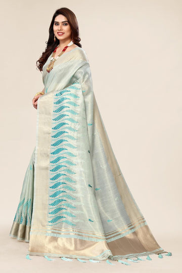 Ethnic Motifs Zari Woven Design Banarasi Saree